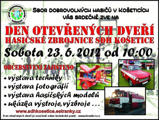 Plakat den otevrenych dveri HZ Kosetice 23. 6. 2012