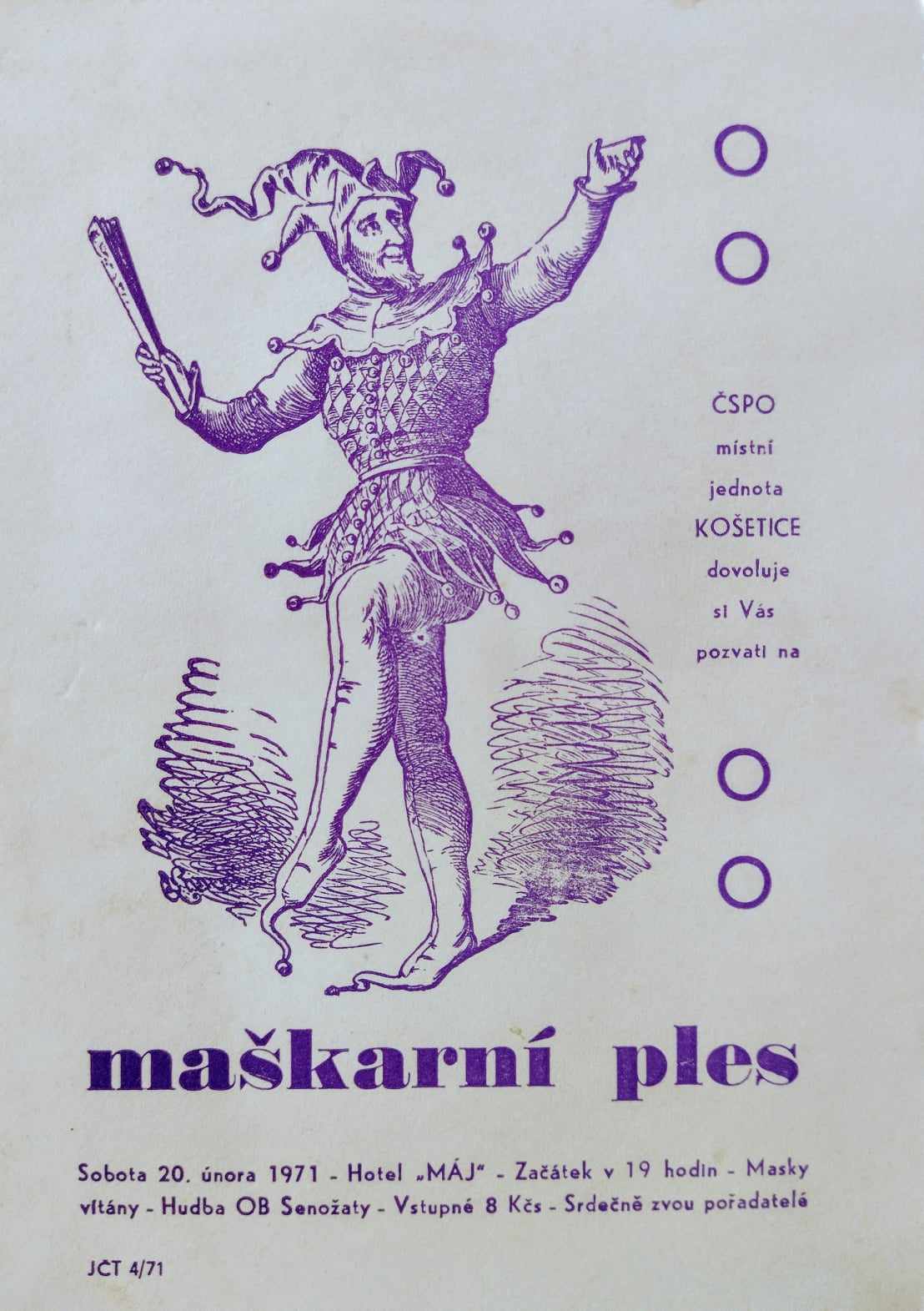 20.unora 1971_Pozvanka na maskarni ples